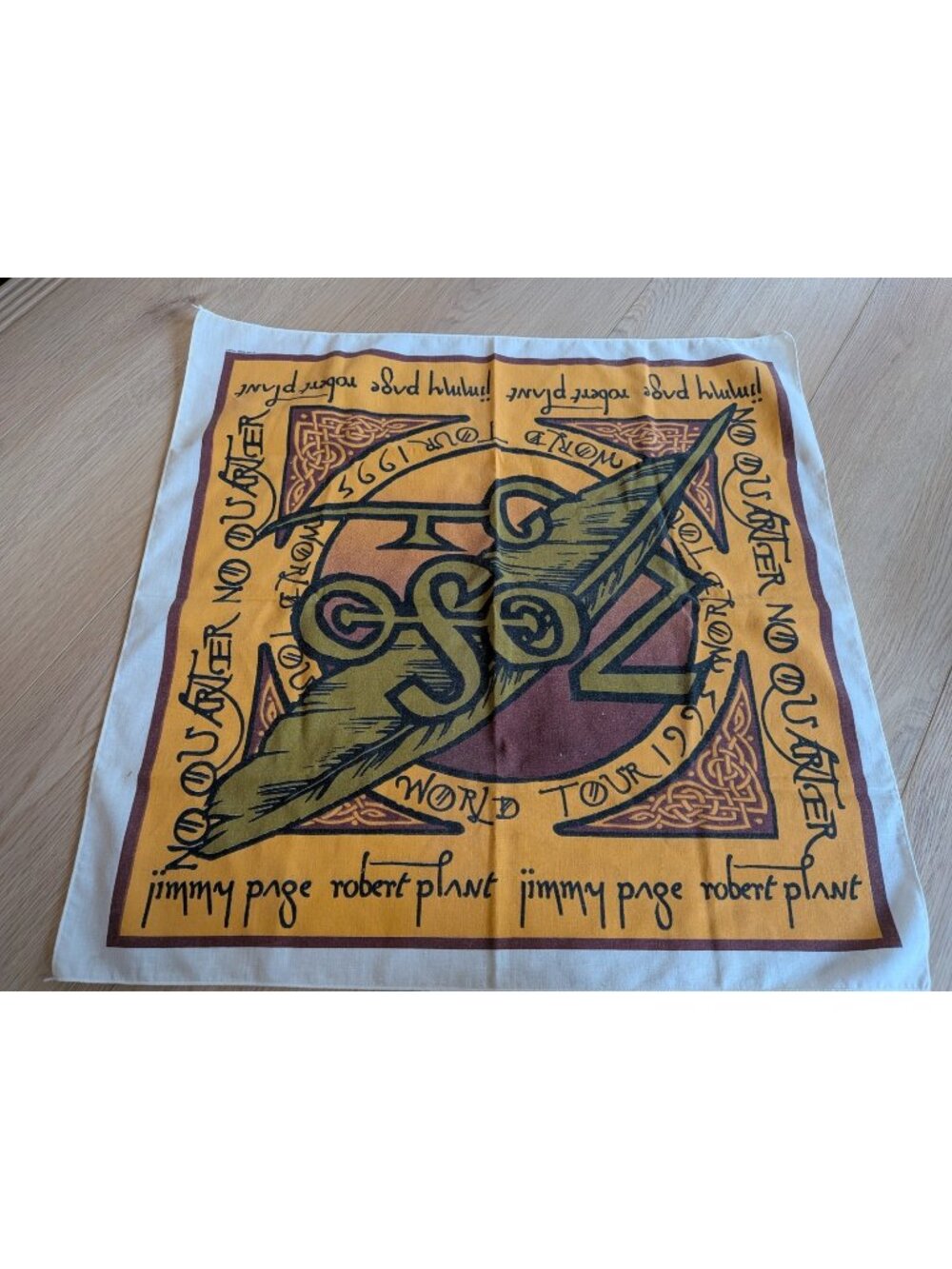 Vintage 1995 Jimmy Page & Robert Plant "No Quarter" World Tour Bandana
